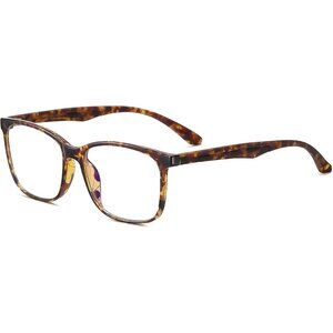 Unisex Tortoise Square Lightweight Frame Anti Eyestrain Light Blocking Glasses